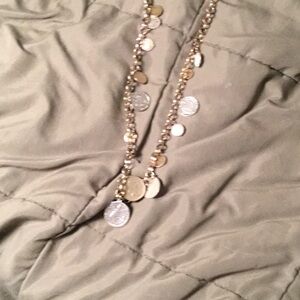 Chico's 40” Gold and Silver Necklace with Pearlescent Charms